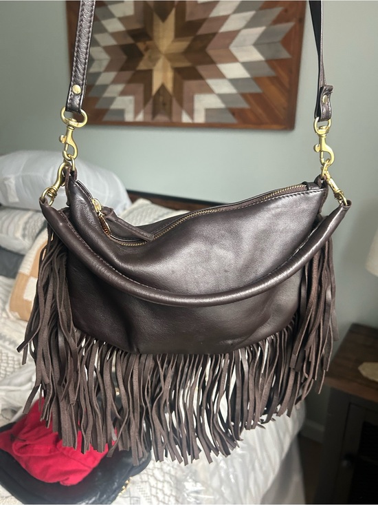 Clare V. Handbags - Clare V Fringe Petit Moyen Bag in Dark Brown Leather